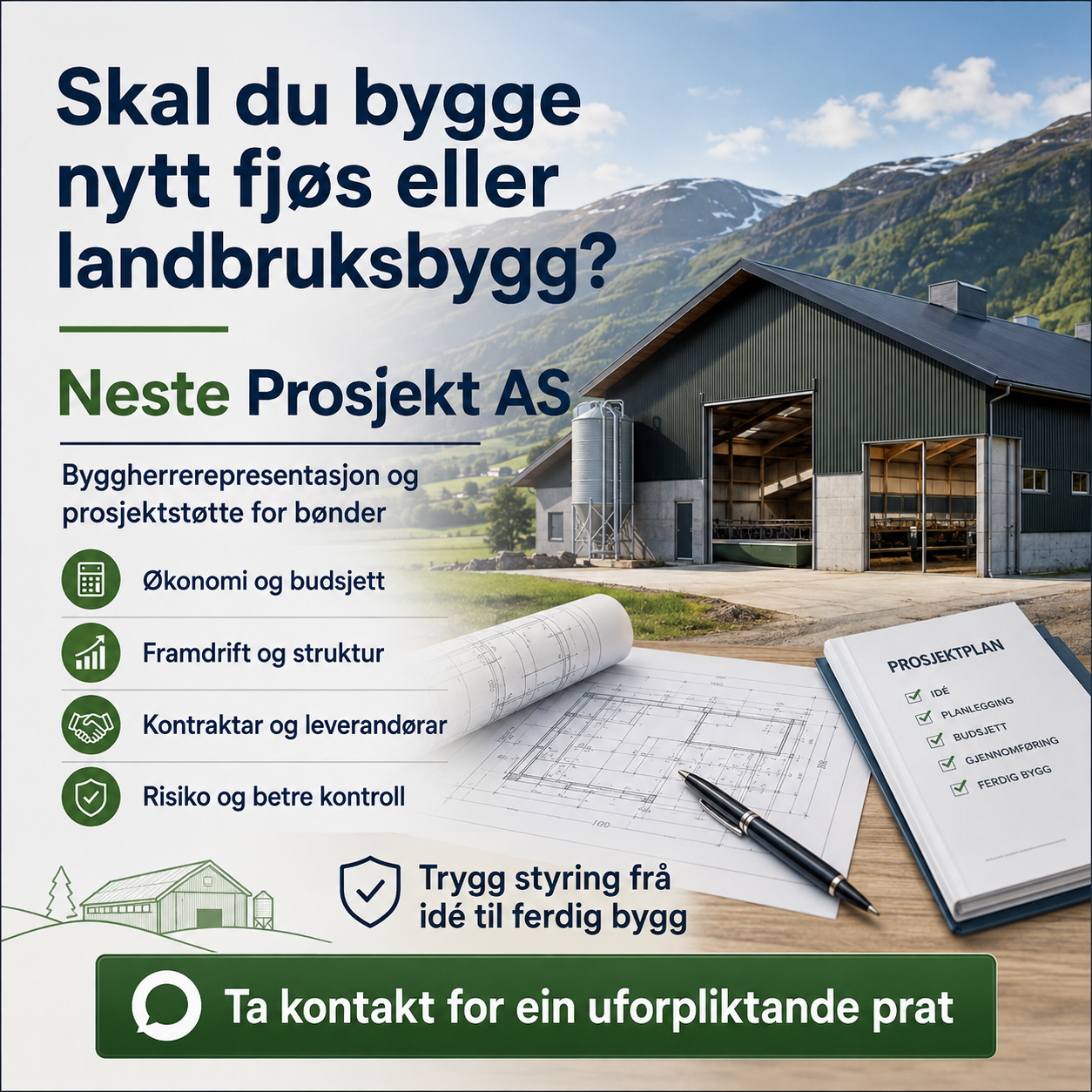 Neste Prosjekt AS — byggherrerepresentasjon og prosjektstøtte for bønder